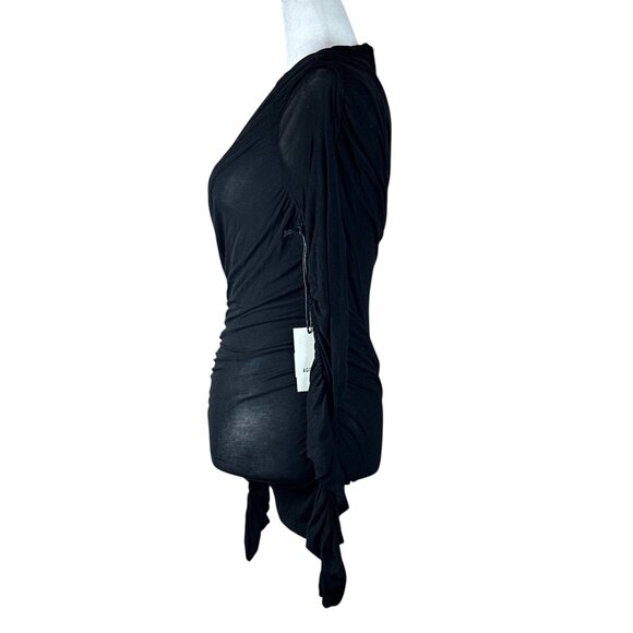 Agolde Tania Twist Tshirt in Black Small New Womens Long Sleeve Top Tee - Picture 7 of 17
